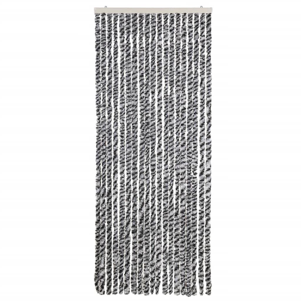 flueforhæng 56x200 cm chenille sort og hvid