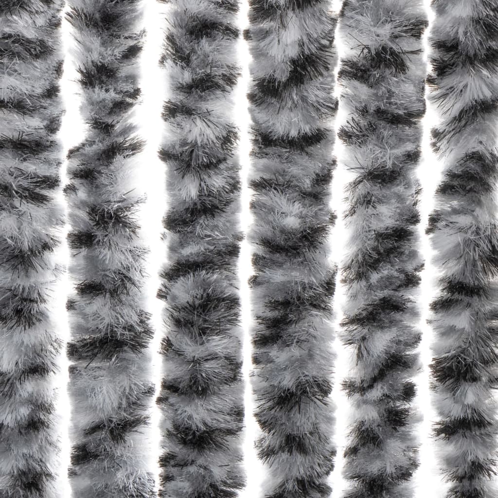 flueforhæng 56x200 cm chenille sort og hvid