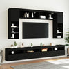 væghængt tv-møbel 8 dele med LED-lys sort