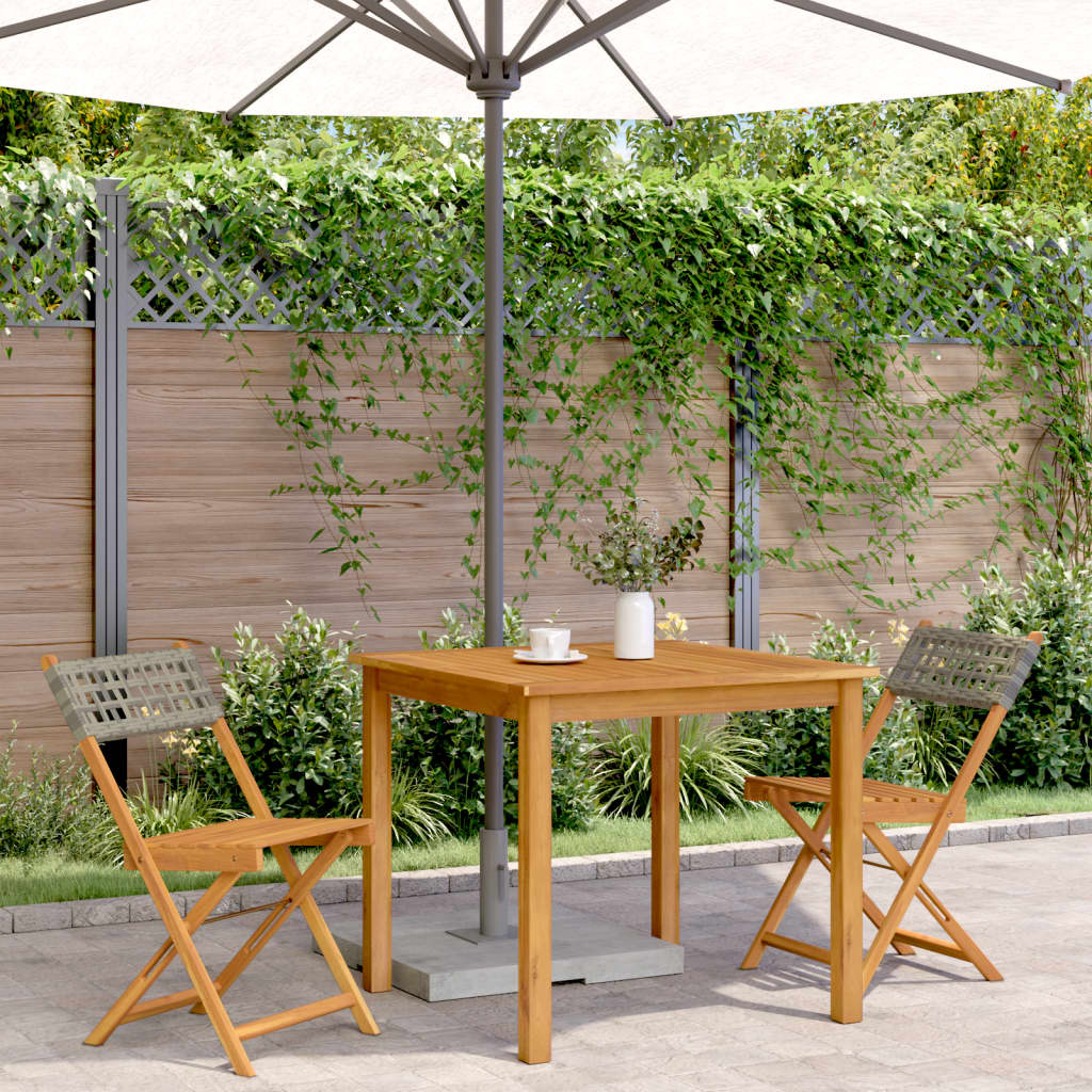 bistrostole 2 stk. massivt akacietræ og polyrattan grå