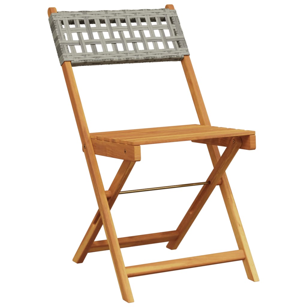 bistrostole 2 stk. massivt akacietræ og polyrattan grå