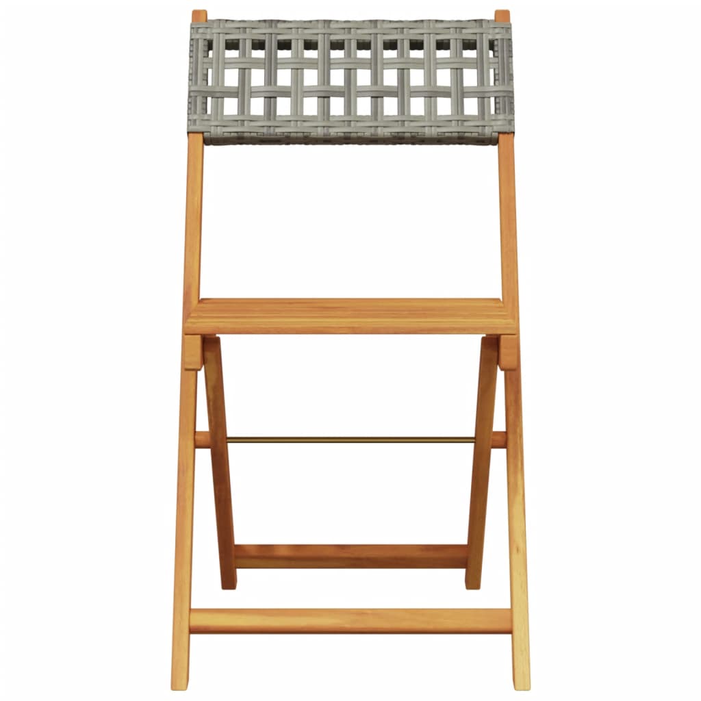 bistrostole 2 stk. massivt akacietræ og polyrattan grå