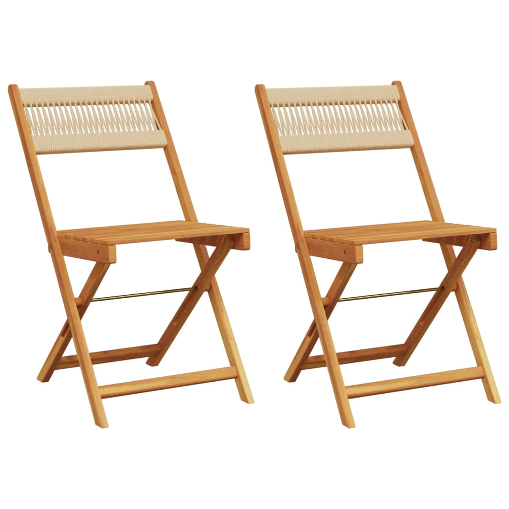 bistrostole 2 stk. massivt akacietræ og reb beige