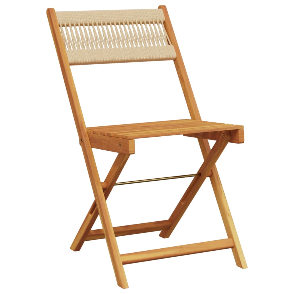 bistrostole 2 stk. massivt akacietræ og reb beige