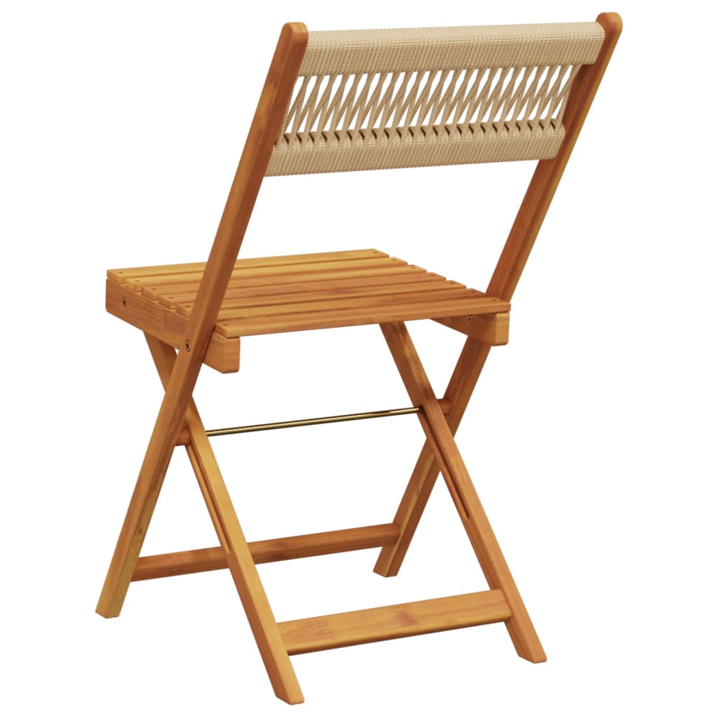 bistrostole 2 stk. massivt akacietræ og reb beige