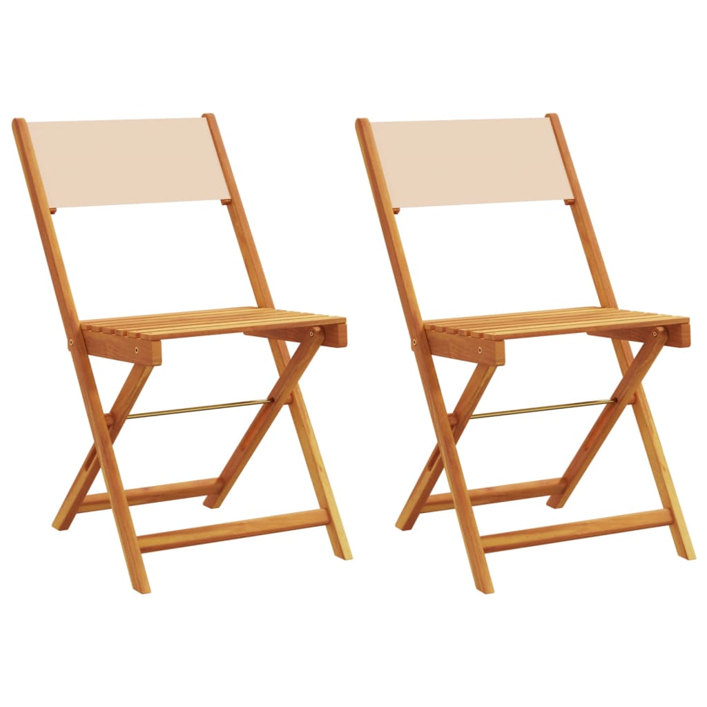 bistrostole 2 stk. massivt akacietræ og stof beige