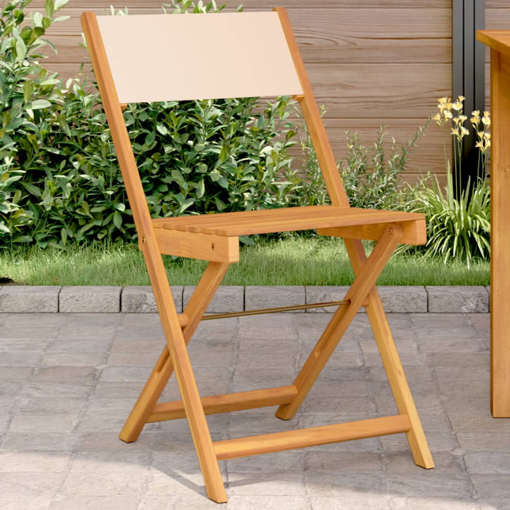 bistrostole 2 stk. massivt akacietræ og stof beige