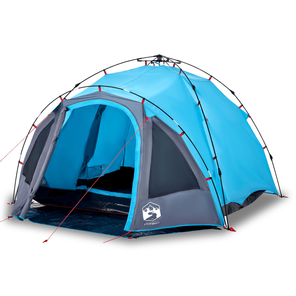 3-personers campingtelt kuppel quick-release blå