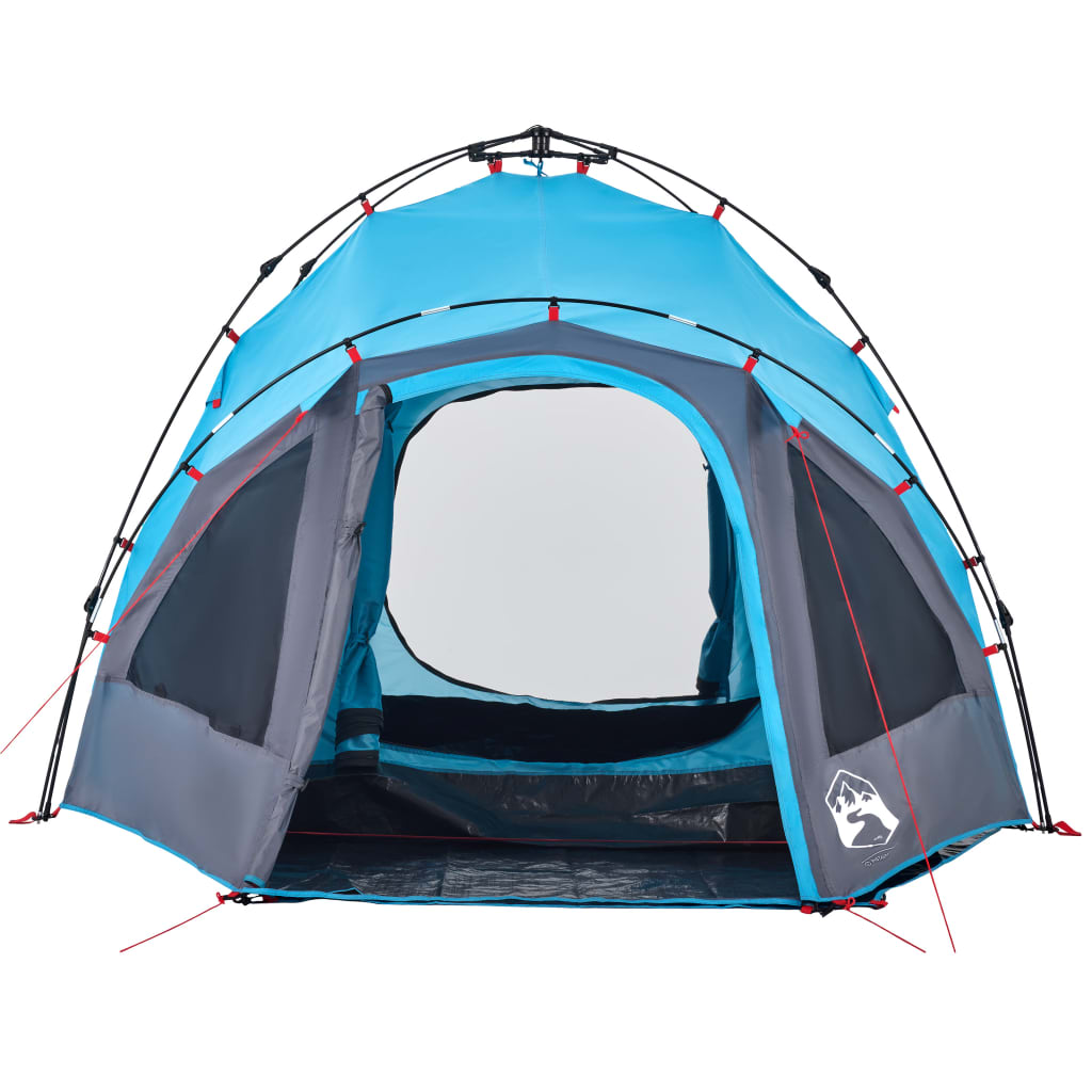 3-personers campingtelt kuppel quick-release blå