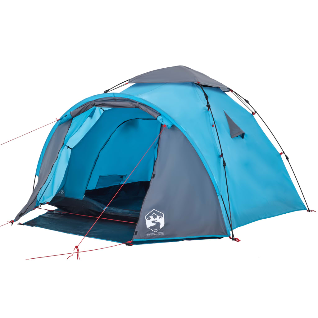 3-personers campingtelt kuppel quick-release blå