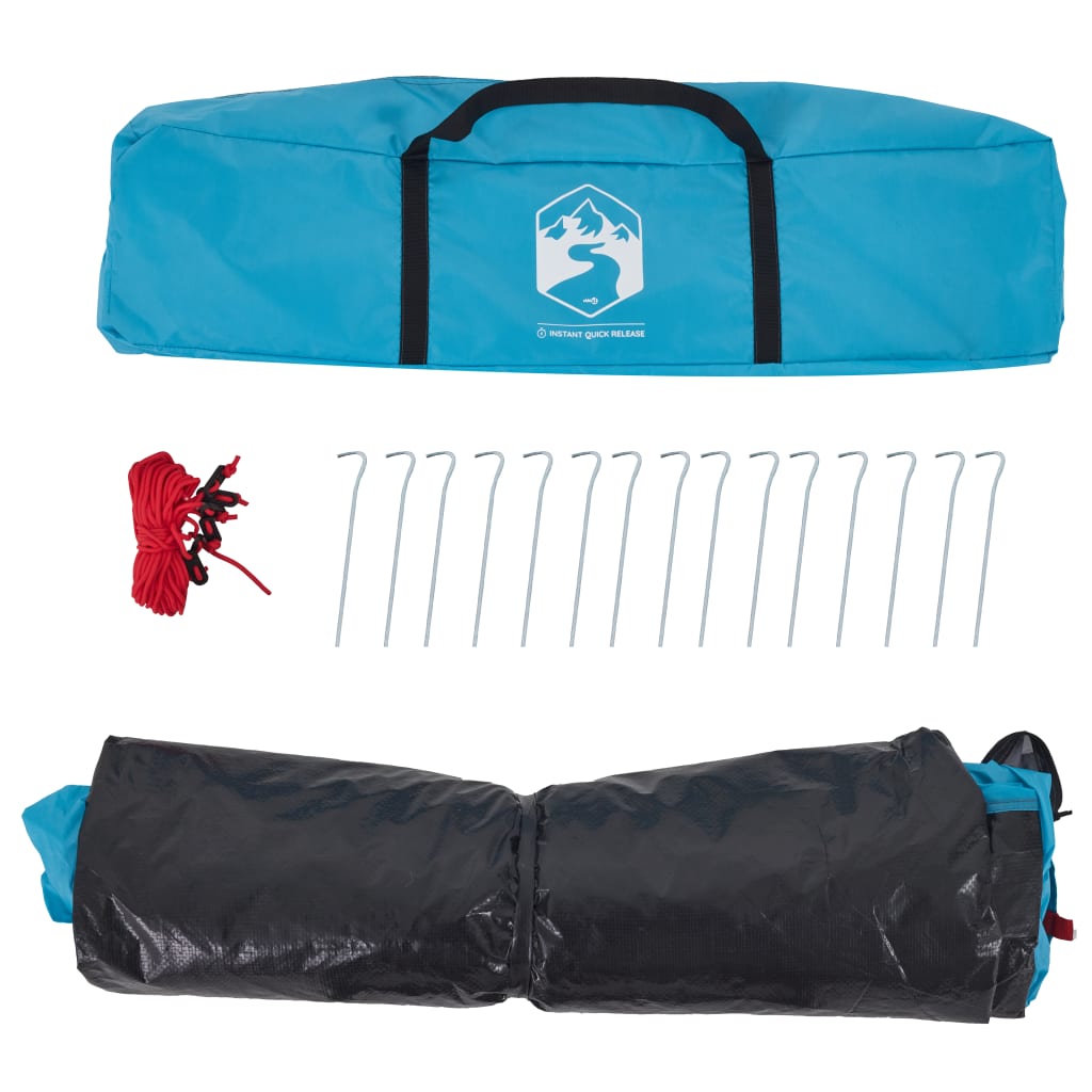 3-personers campingtelt kuppel quick-release blå