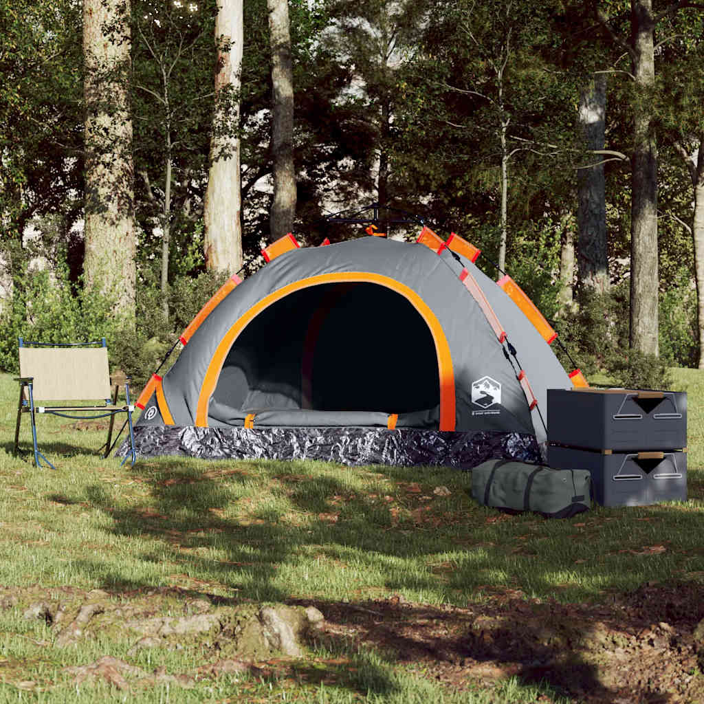 2-personers campingtelt vandtæt quick-release grå og orange