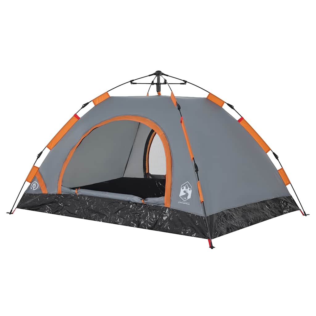 2-personers campingtelt vandtæt quick-release grå og orange