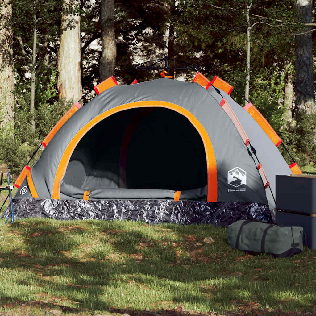 2-personers campingtelt vandtæt quick-release grå og orange