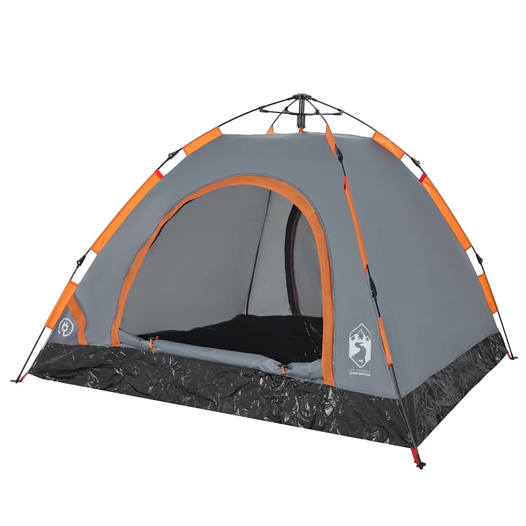 3-personers campingtelt quick-release grå og orange