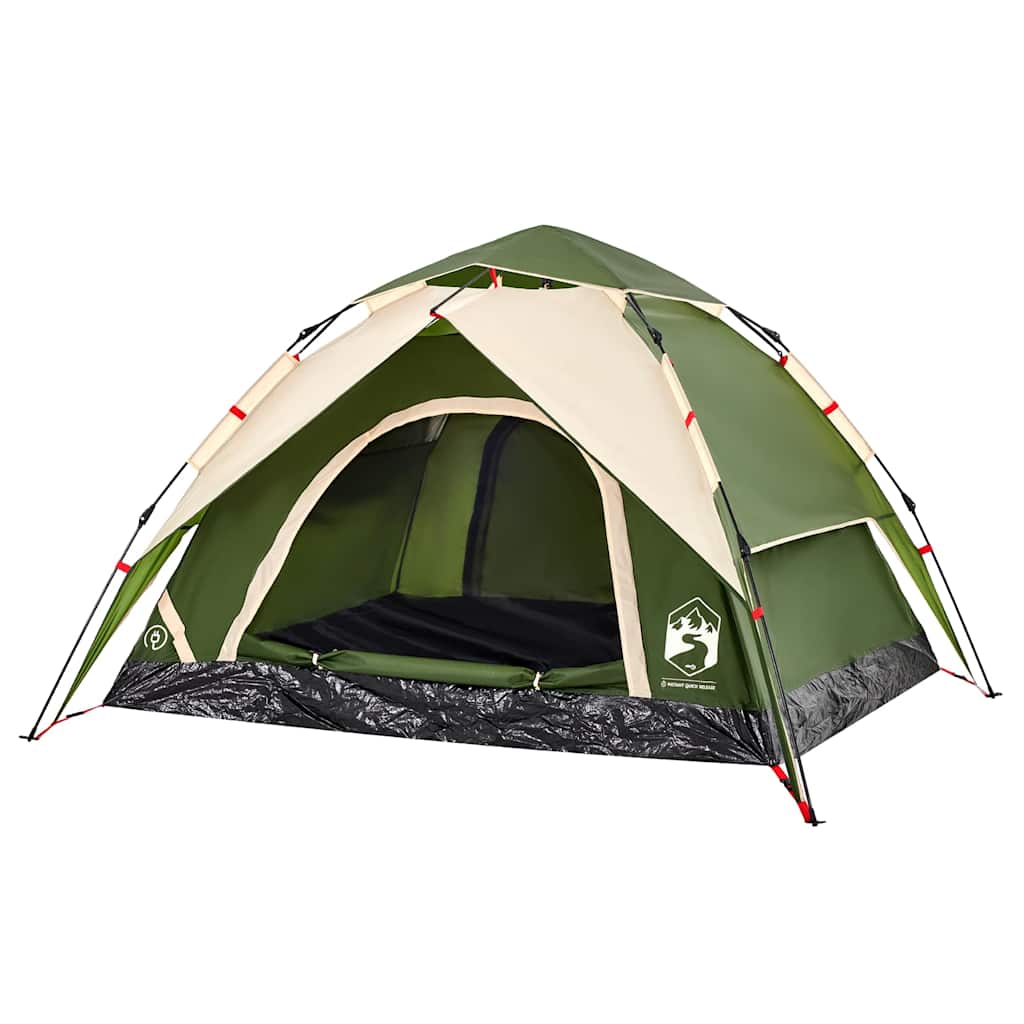 3-personers campingtelt kuppel quick-release grøn
