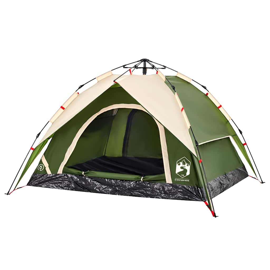 3-personers campingtelt kuppel quick-release grøn