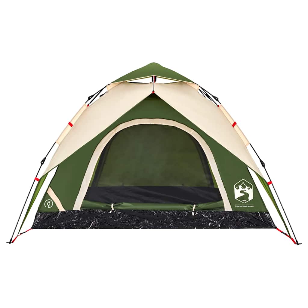 3-personers campingtelt kuppel quick-release grøn