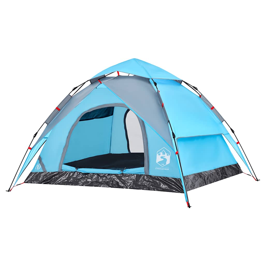 3-personers campingtelt kuppel quick-release blå