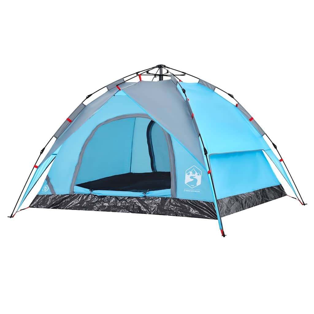 3-personers campingtelt kuppel quick-release blå