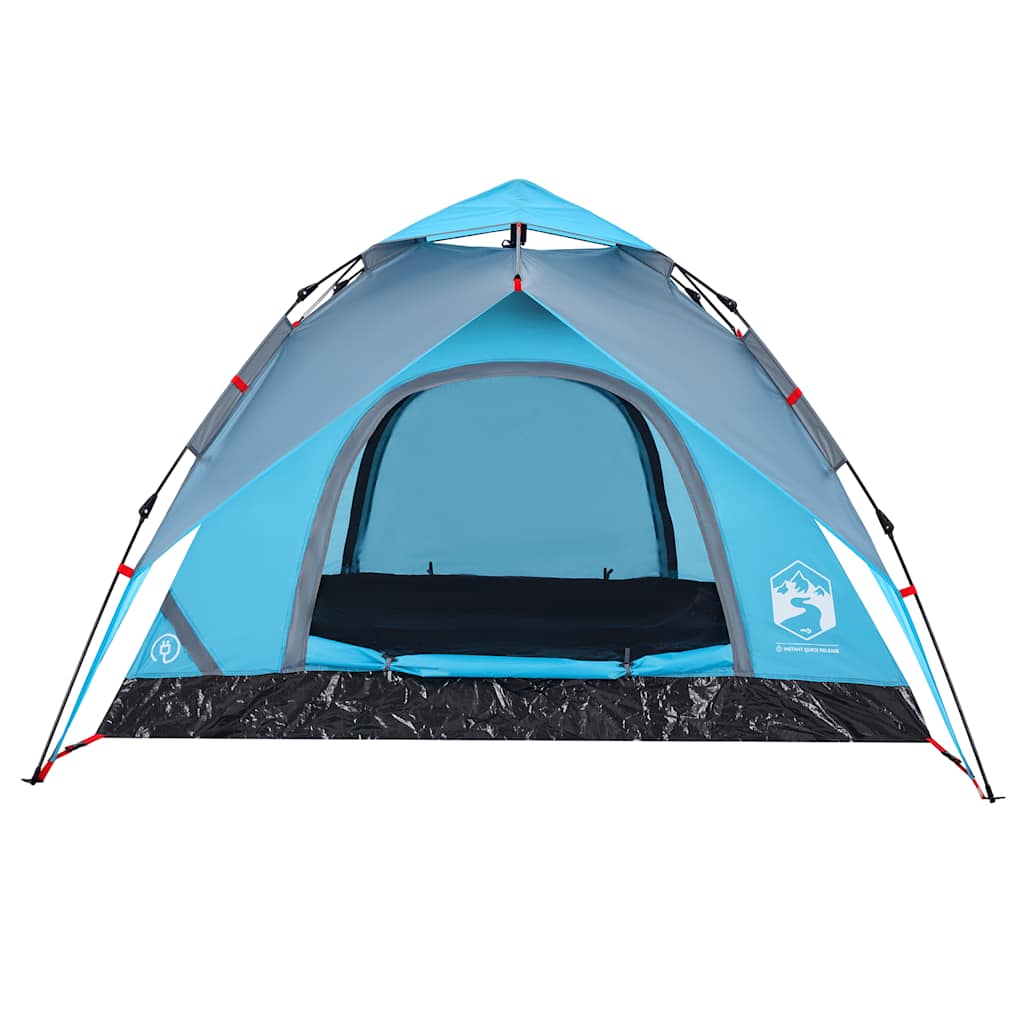 3-personers campingtelt kuppel quick-release blå