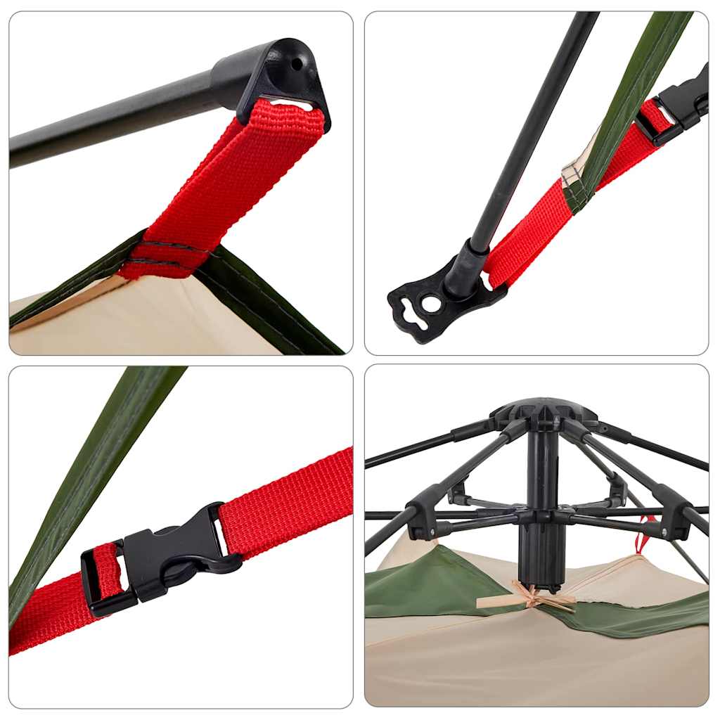 5-personers campingtelt kuppel quick-release grøn