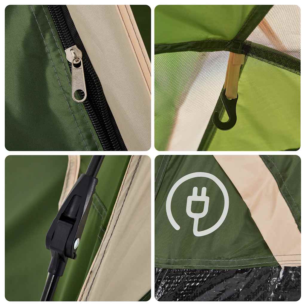 5-personers campingtelt kuppel quick-release grøn