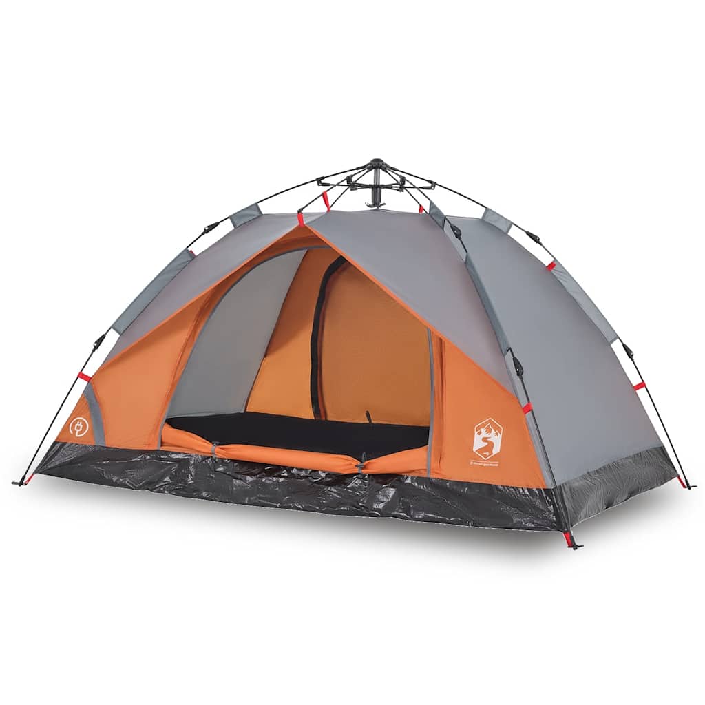 2-personers campingtelt kuppel quick-release grå og orange