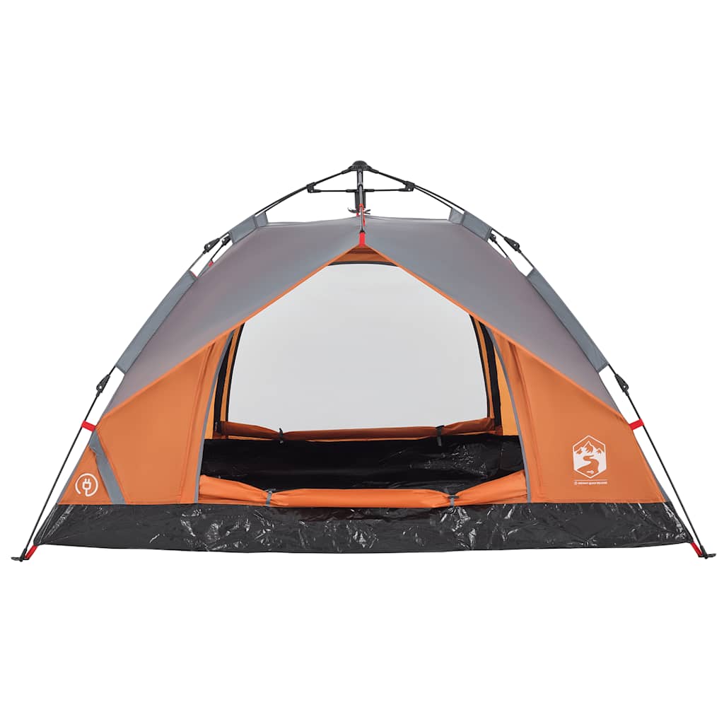 2-personers campingtelt kuppel quick-release grå og orange