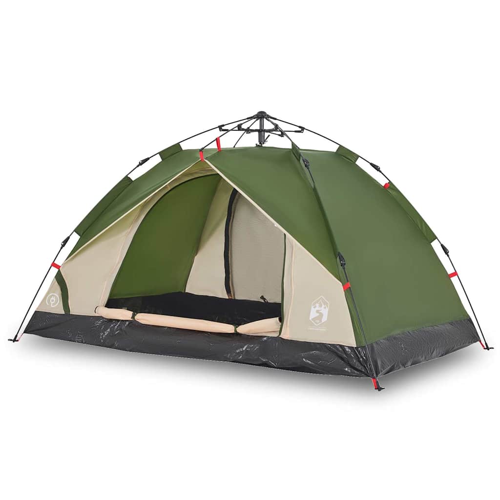 3-personers campingtelt kuppel quick-release grøn