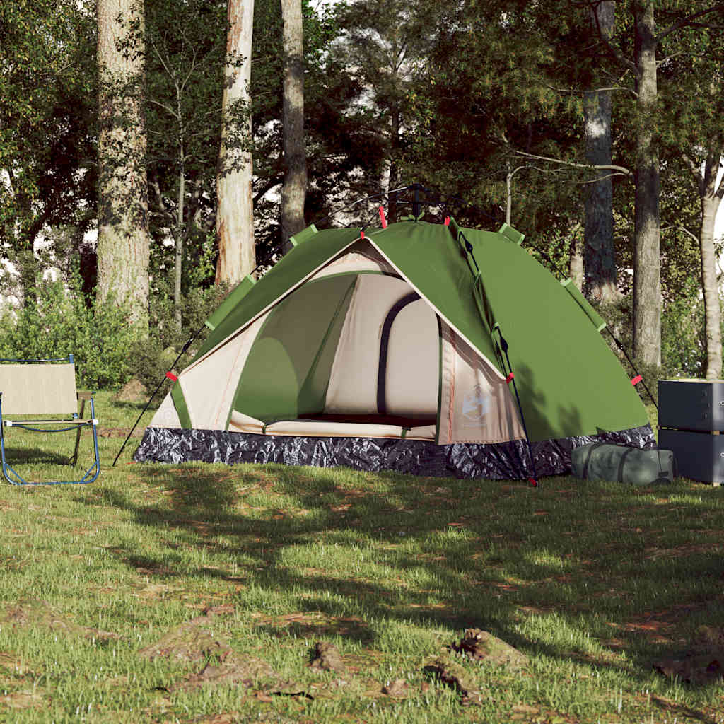 3-personers campingtelt kuppel quick-release grøn