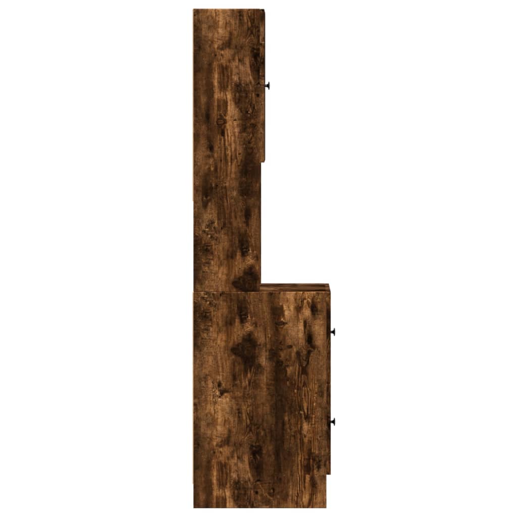 køkkenskab 35x50x180 cm konstrueret træ røget egetræsfarve
