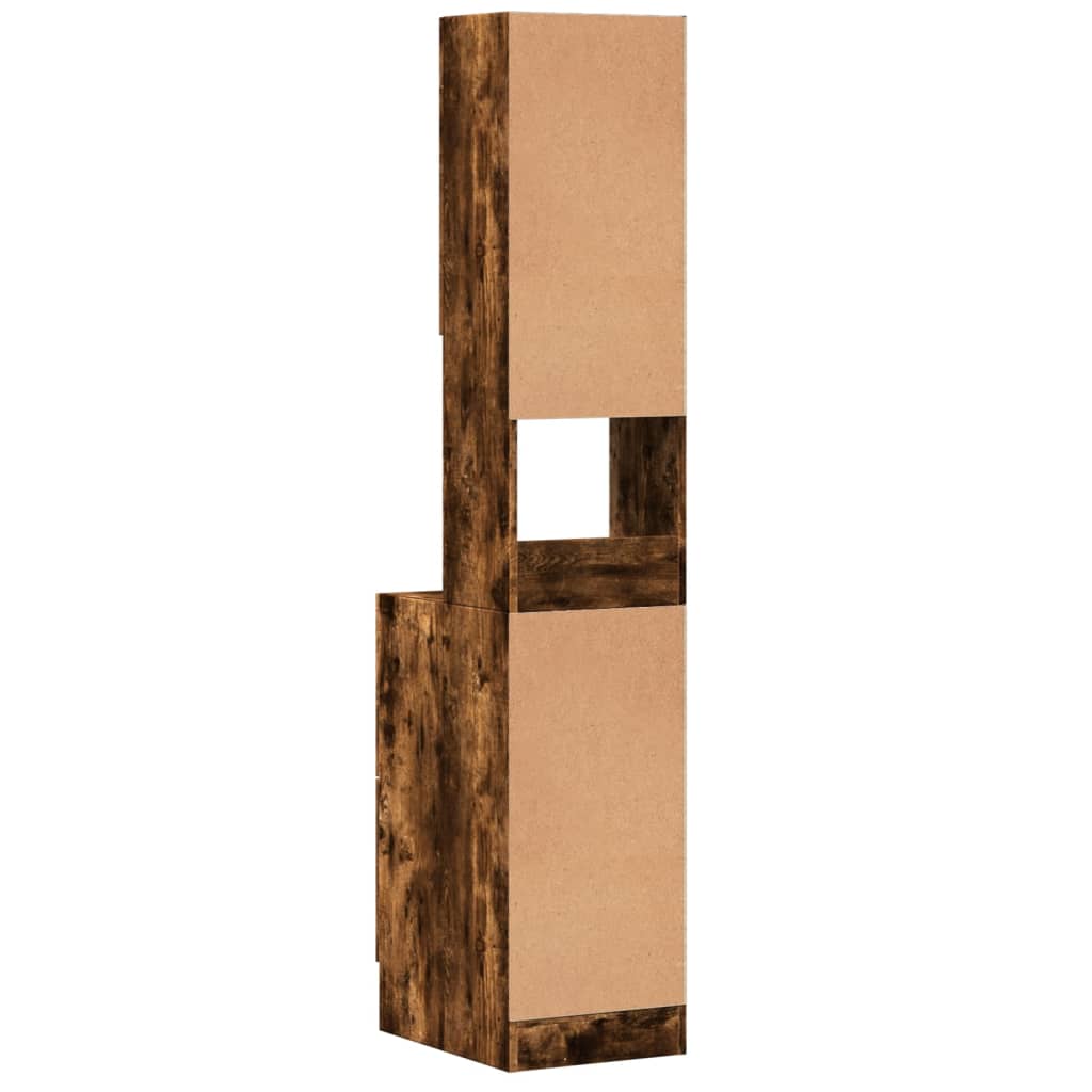 køkkenskab 35x50x180 cm konstrueret træ røget egetræsfarve