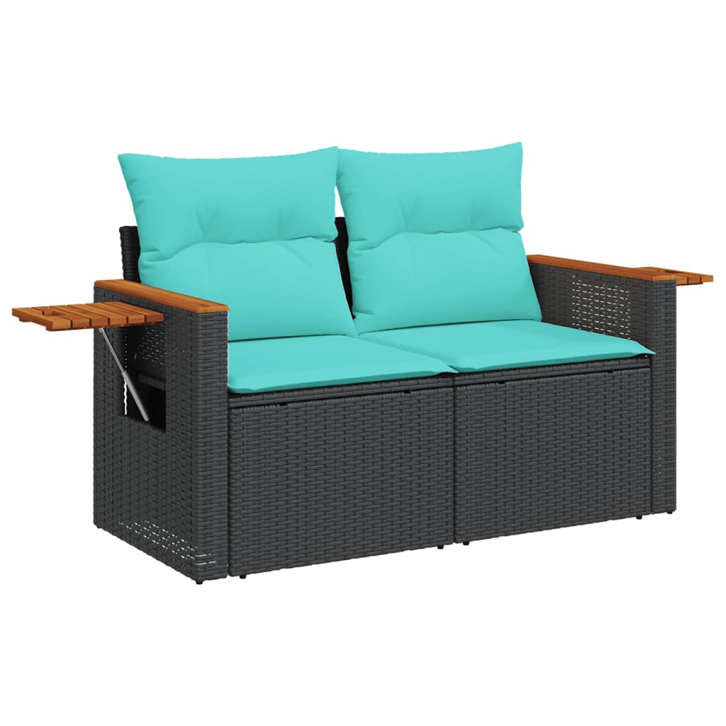 sofasæt til haven 5 dele med hynder polyrattan sort