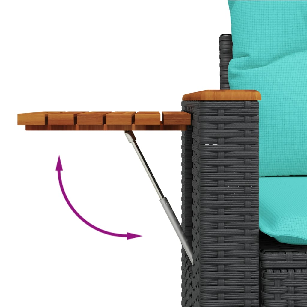 sofasæt til haven 5 dele med hynder polyrattan sort