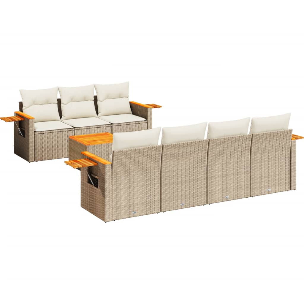 sofasæt til haven 8 dele med hynder polyrattan beige