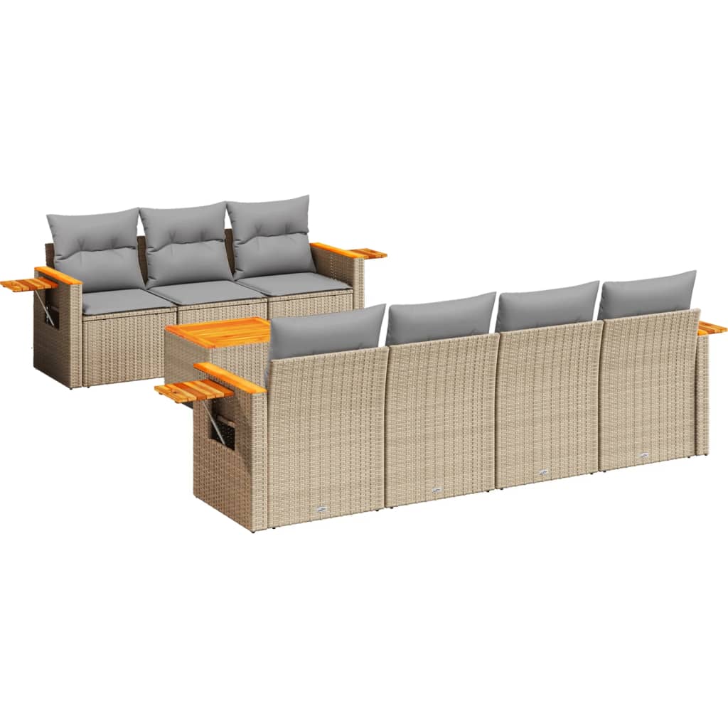 sofasæt til haven 8 dele med hynder polyrattan beige