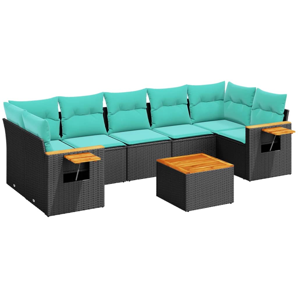 sofasæt til haven 8 dele med hynder polyrattan sort