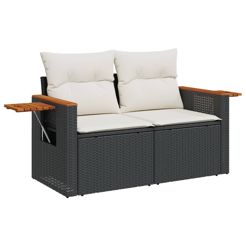 sofasæt til haven 9 dele med hynder polyrattan sort
