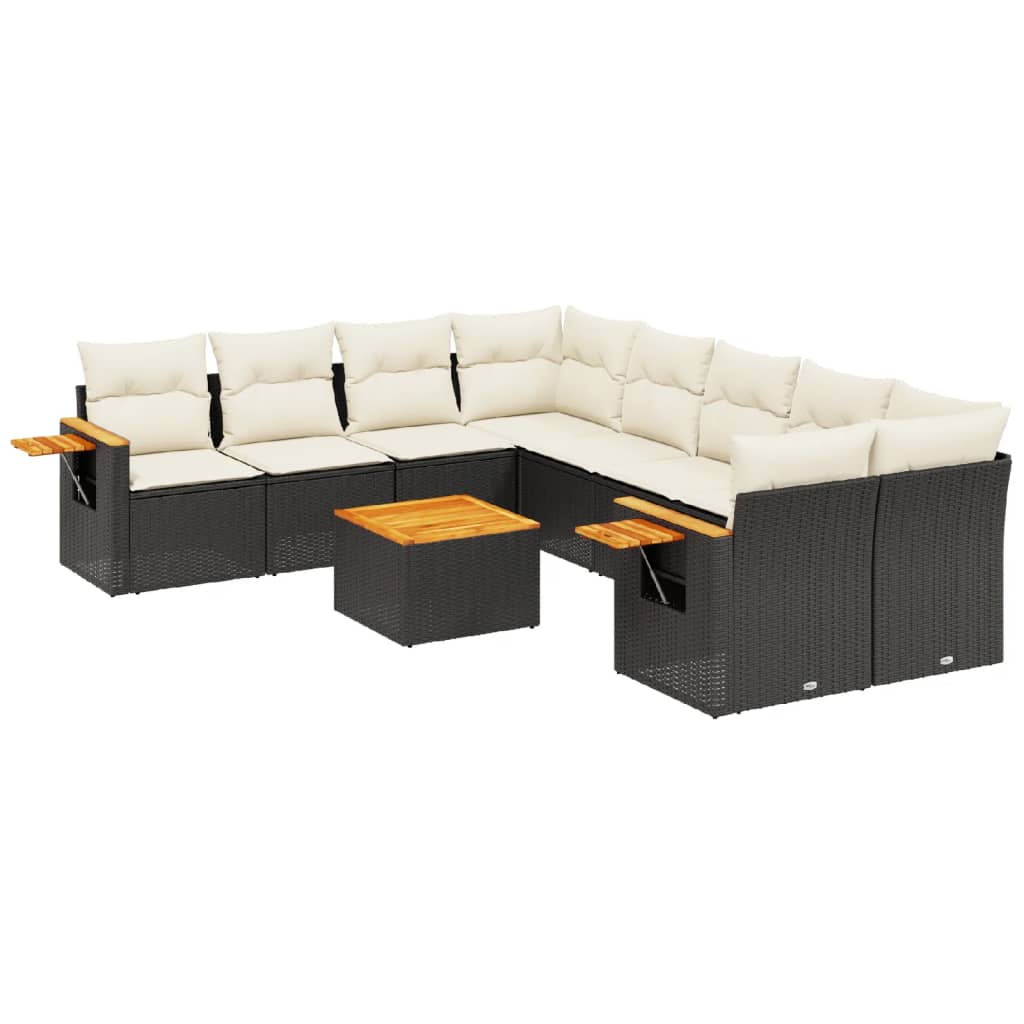 sofasæt til haven 9 dele med hynder polyrattan sort