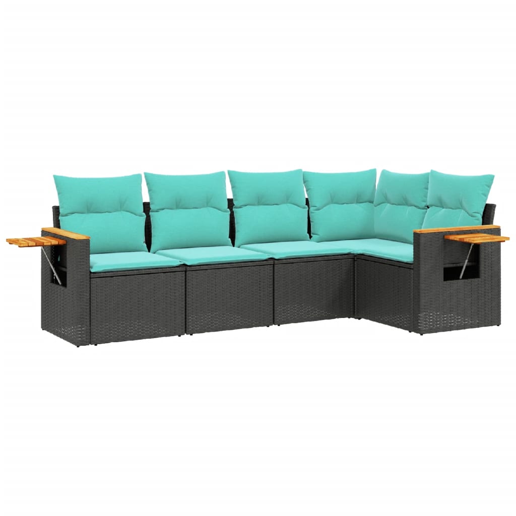 sofasæt til haven 5 dele med hynder polyrattan sort
