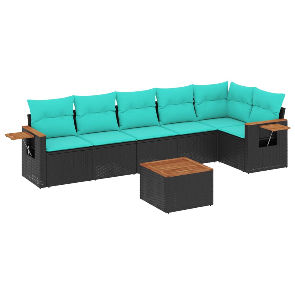 sofasæt til haven 7 dele med hynder polyrattan sort