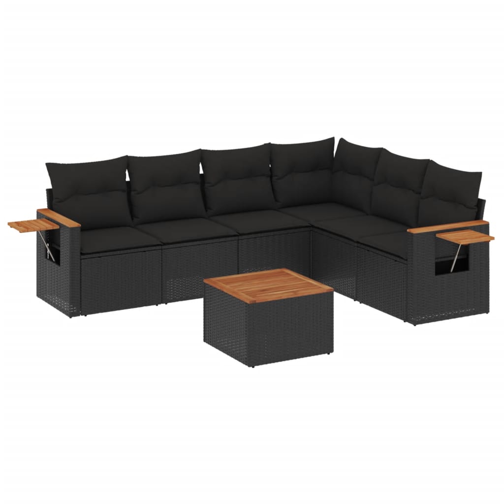 sofasæt til haven 7 dele med hynder polyrattan sort