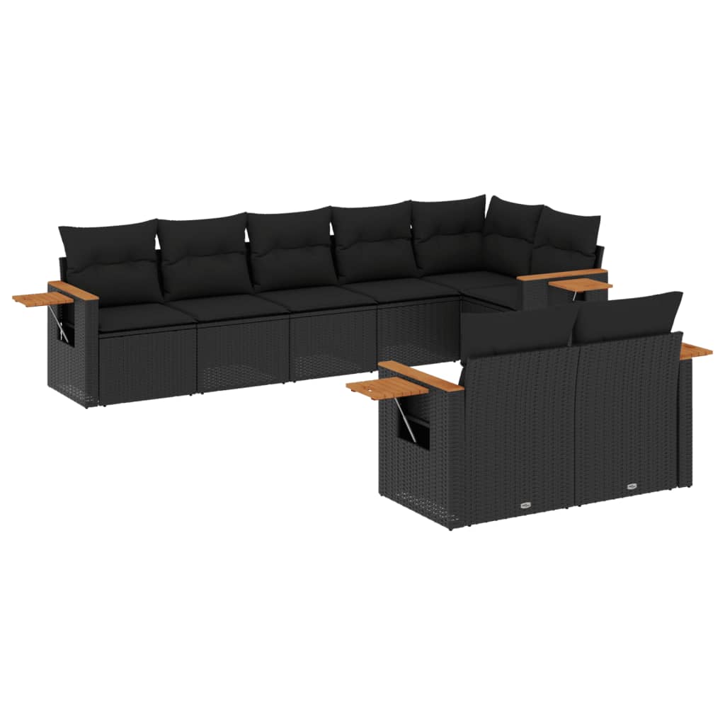 sofasæt til haven 8 dele med hynder polyrattan sort
