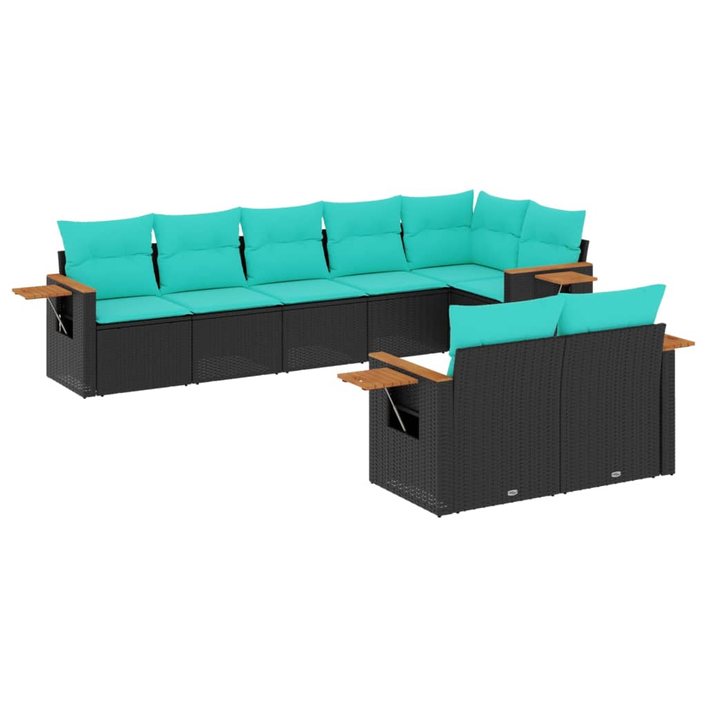 sofasæt til haven 8 dele med hynder polyrattan sort