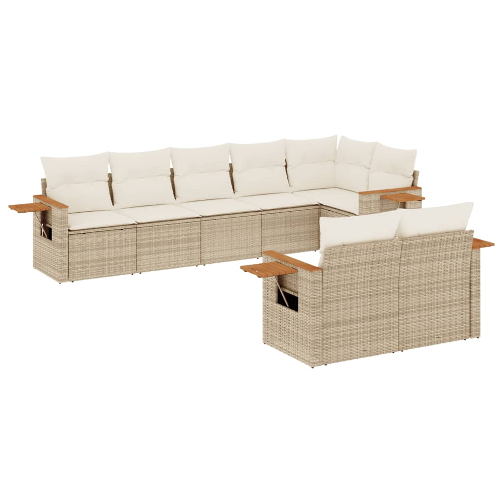 sofasæt til haven 8 dele med hynder polyrattan beige