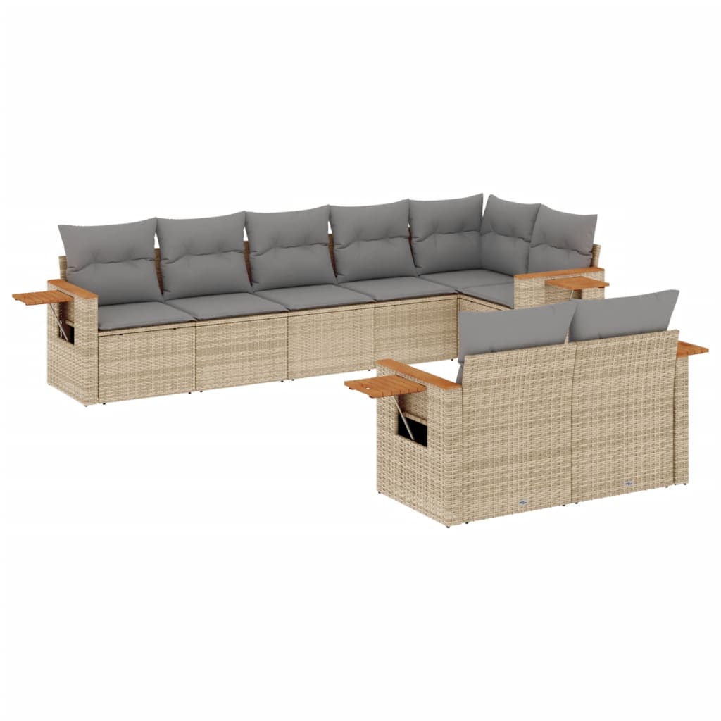 sofasæt til haven 8 dele med hynder polyrattan beige
