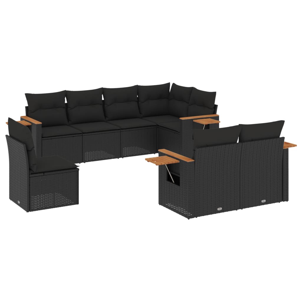 sofasæt til haven 8 dele med hynder polyrattan sort