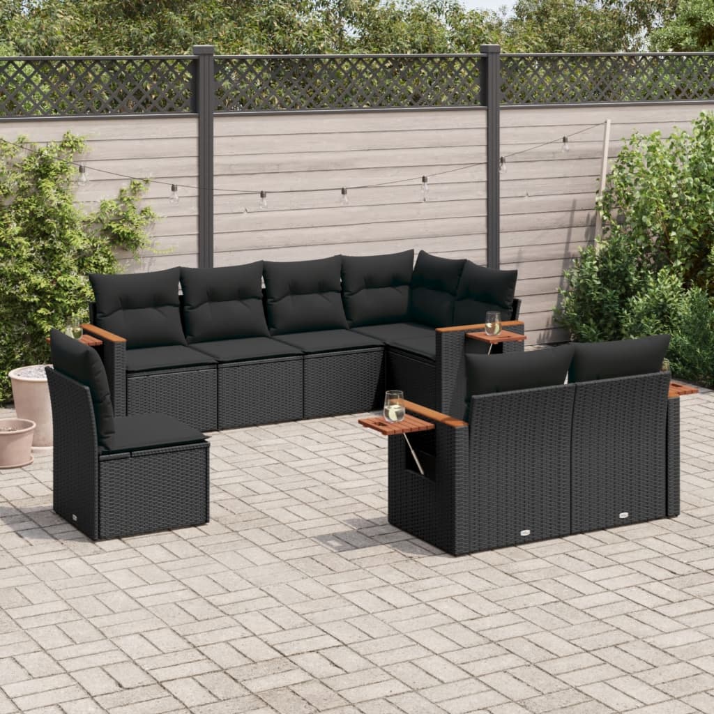 sofasæt til haven 8 dele med hynder polyrattan sort