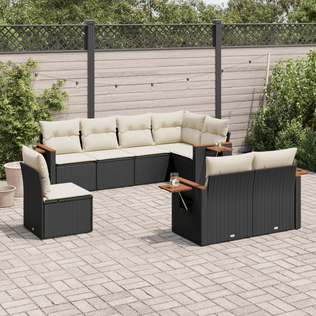sofasæt til haven 8 dele med hynder polyrattan sort